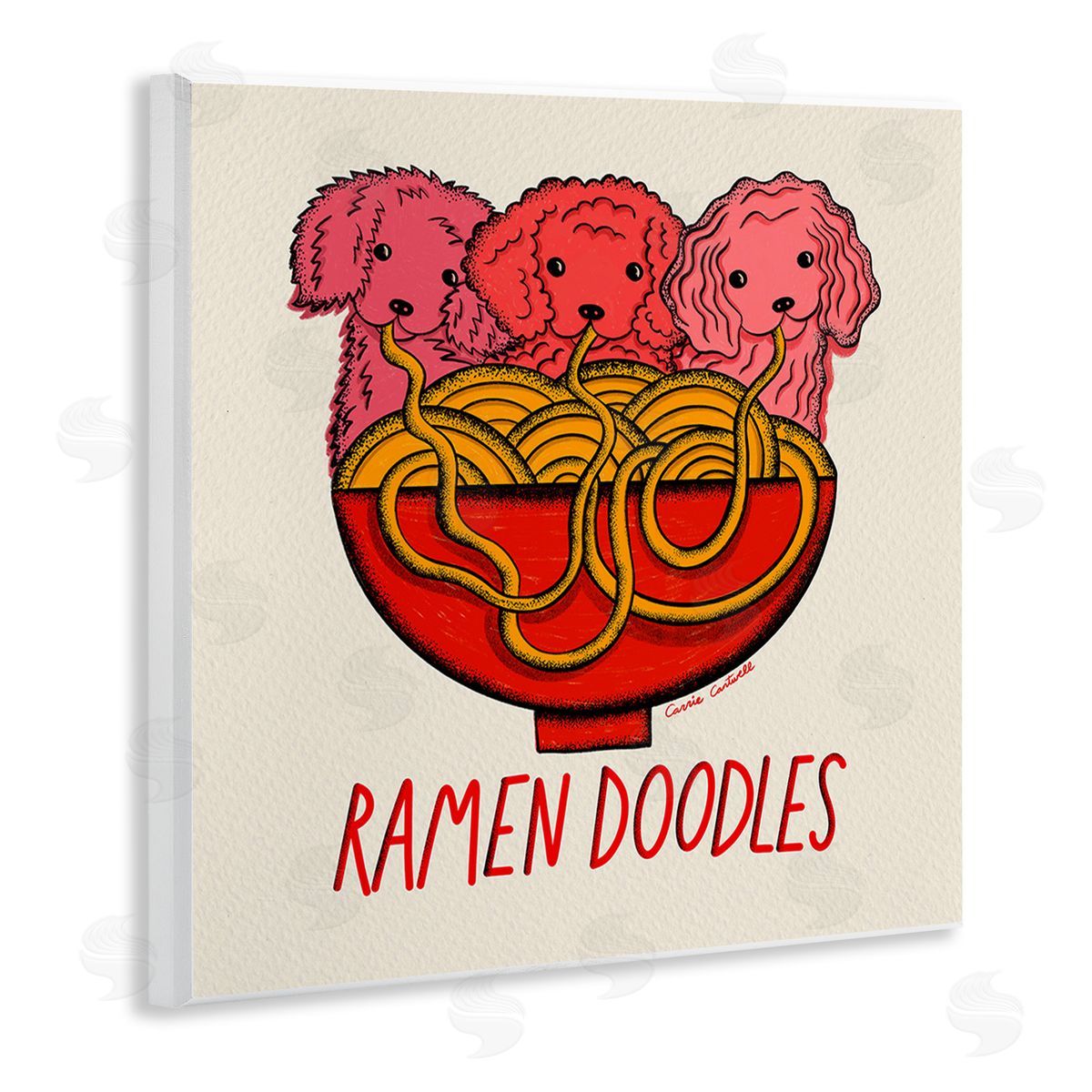 Carrie Cantwell Funny Ramen Doodles Wooden Wall Plaque Art Print