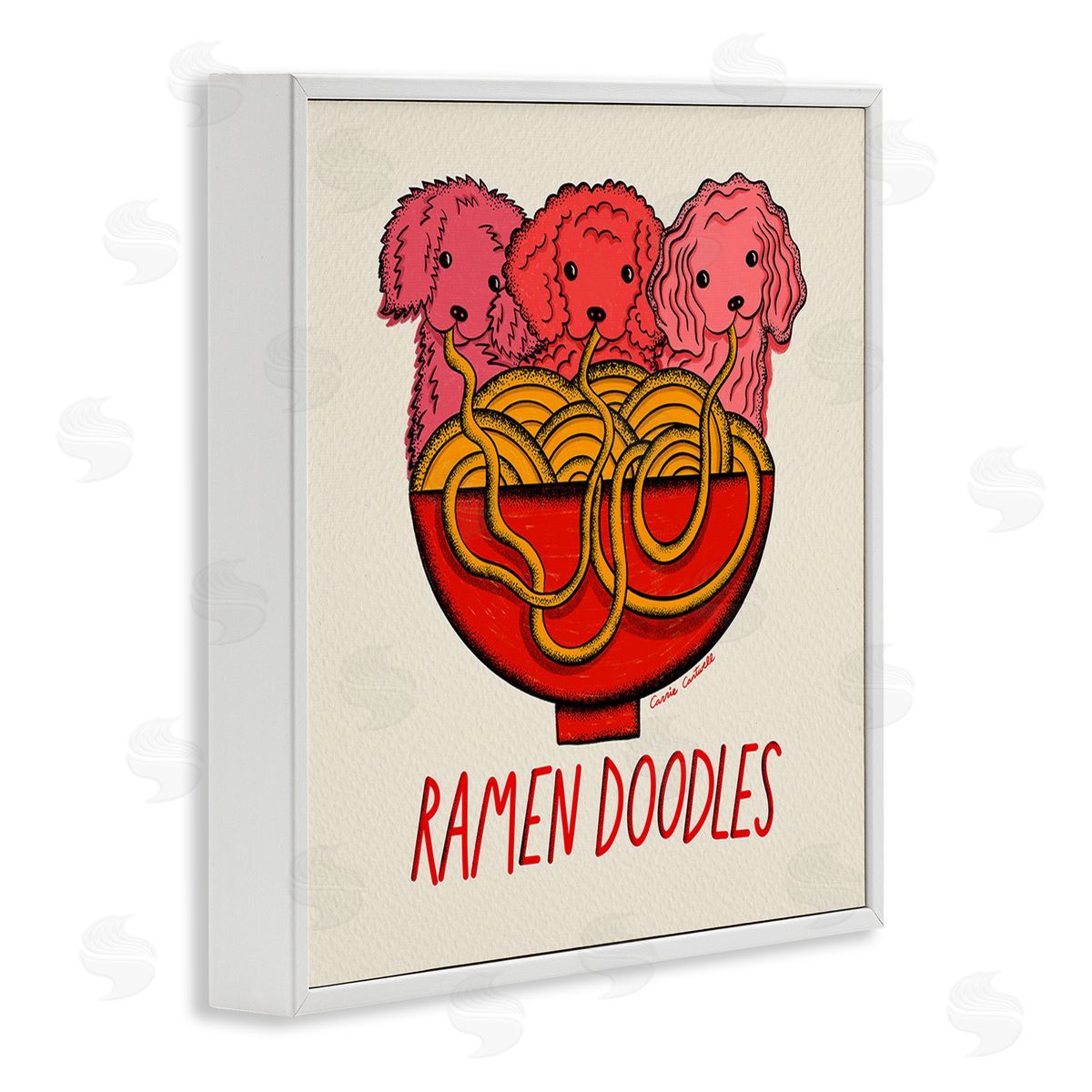 Carrie Cantwell Funny Ramen Doodles White Framed Giclee Wall Art Print