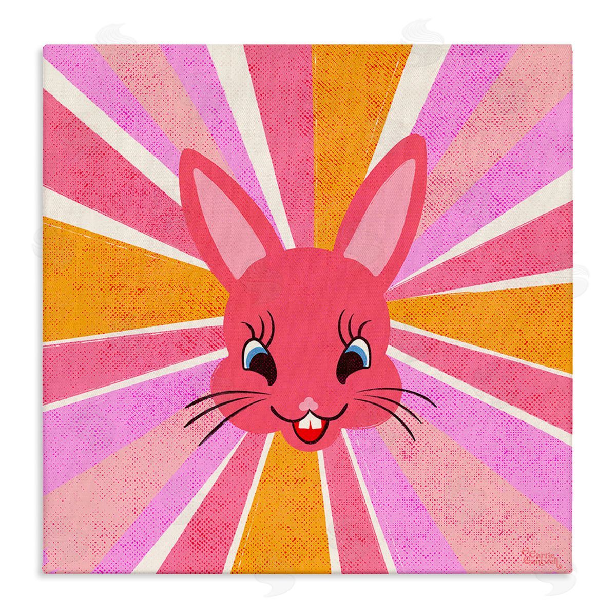 Carrie Cantwell Happy Bunny Sunburst Canvas Wall Art Print