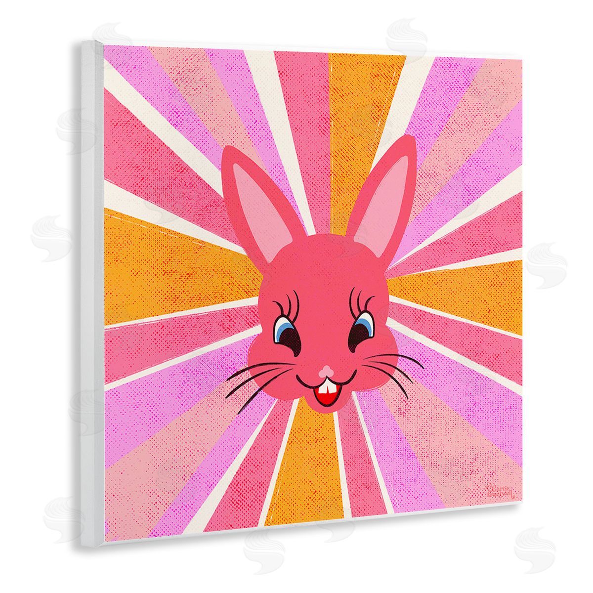 Carrie Cantwell Happy Bunny Sunburst Wooden Wall Plaque Art Print