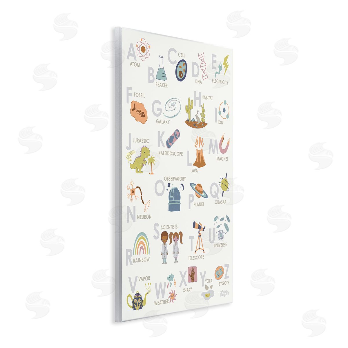 Carrie Cantwell Science Theme Alphabet Wooden Wall Plaque Art Print