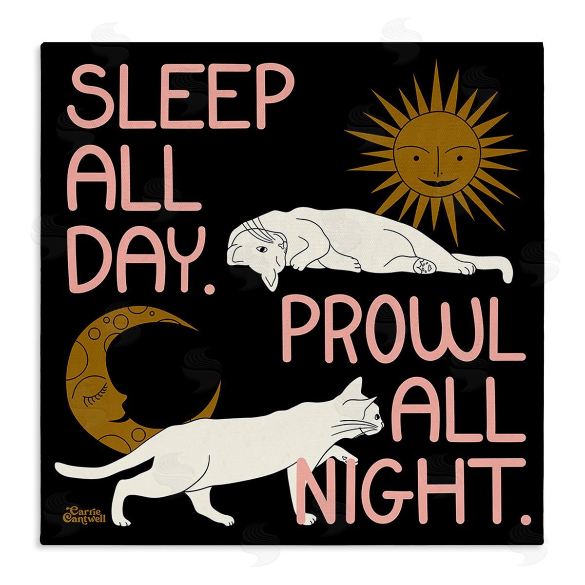 Carrie Cantwell Night & Day Cats Canvas Wall Art Print