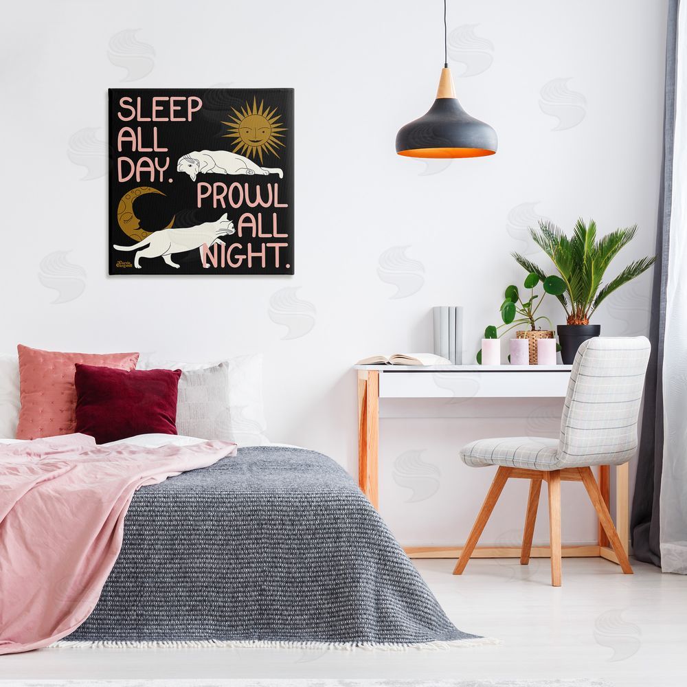 Carrie Cantwell Night & Day Cats Canvas Wall Art Print in Room