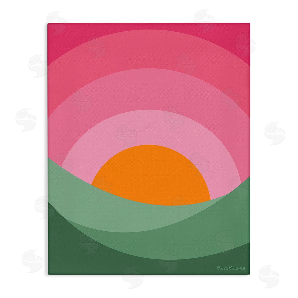 Carrie Cantwell Green & Pink Landscape Canvas Wall Art Print