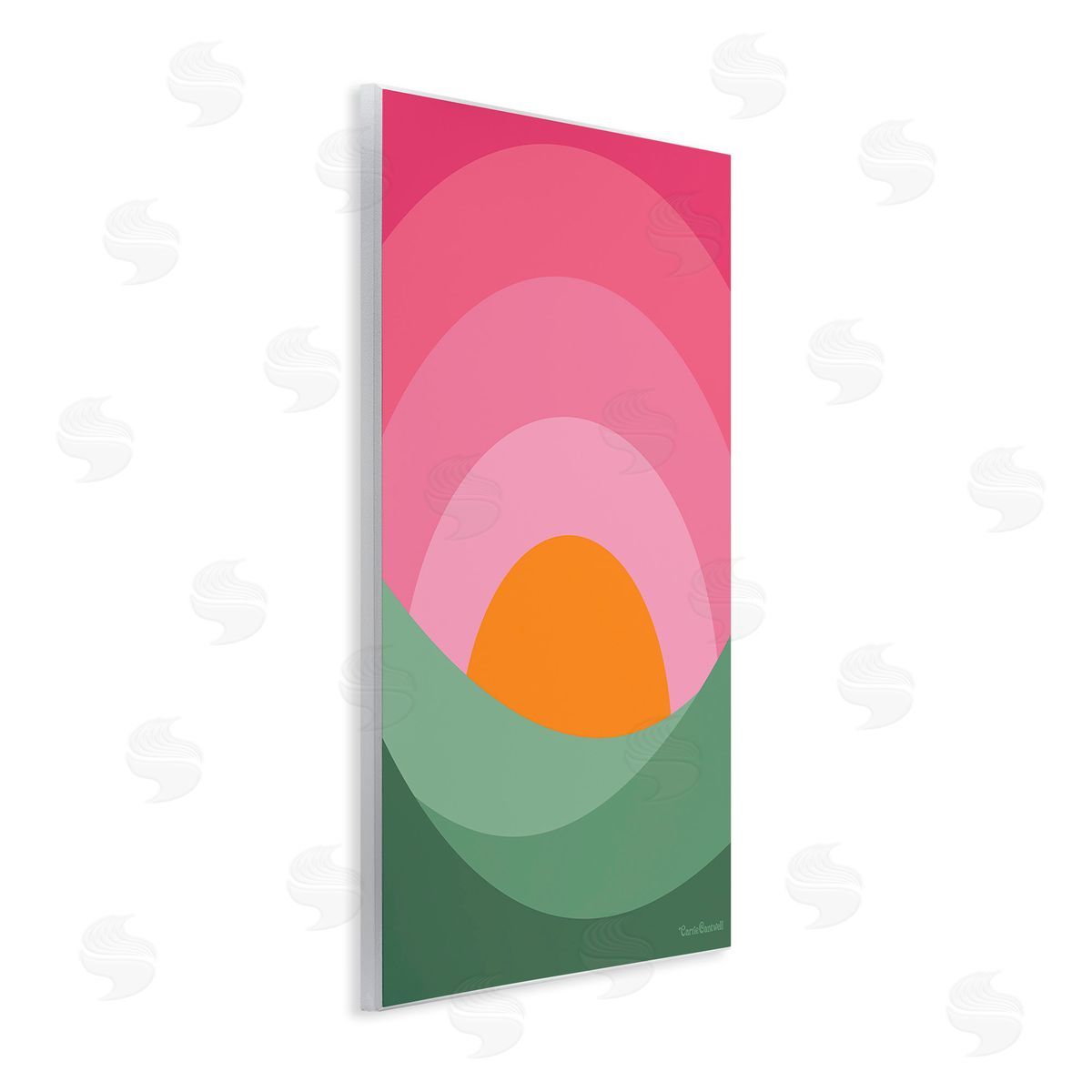 Carrie Cantwell Green & Pink Landscape Wooden Wall Plaque Art Print