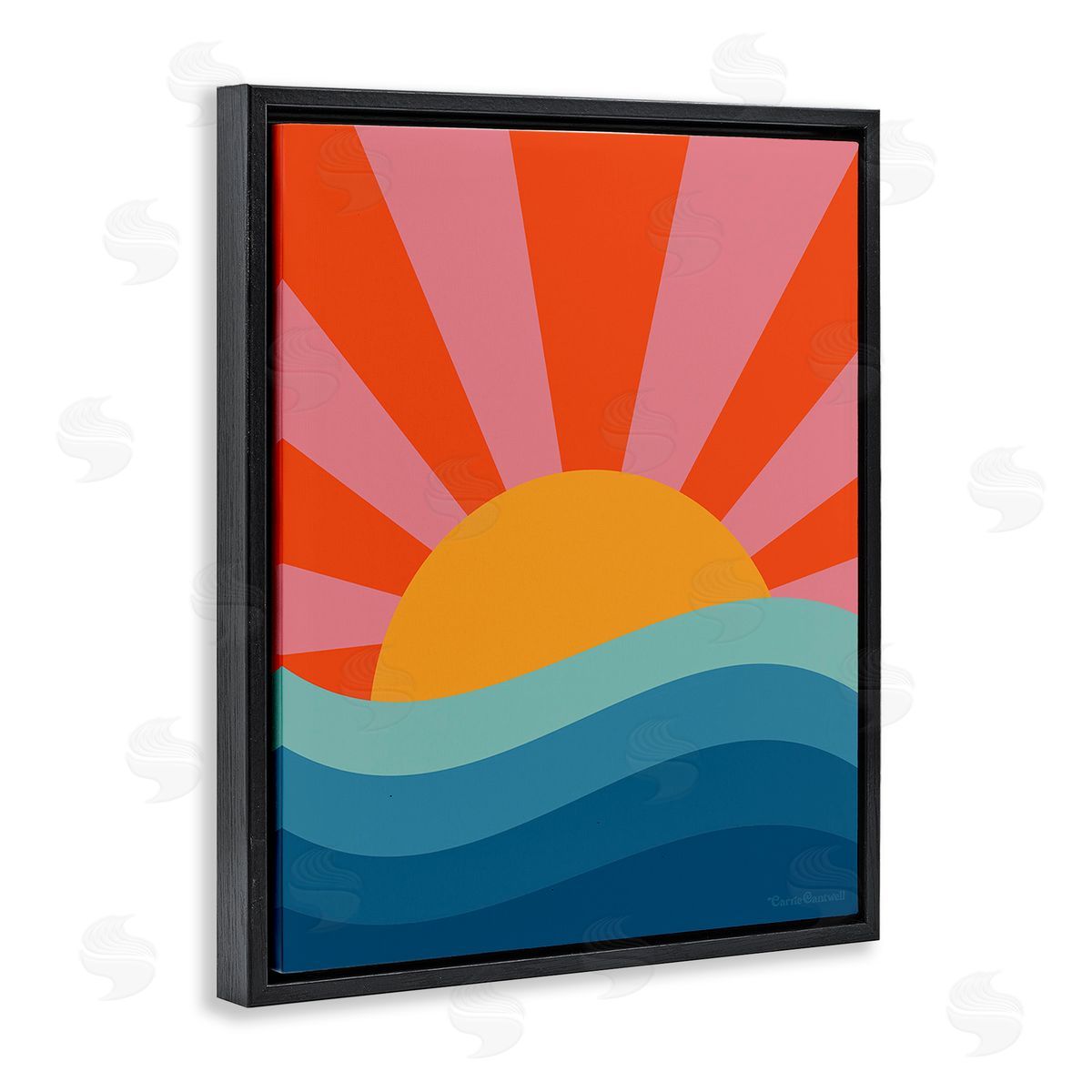 Carrie Cantwell Sun Rays on Sea Black Floating Frame Canvas Wall Art Print