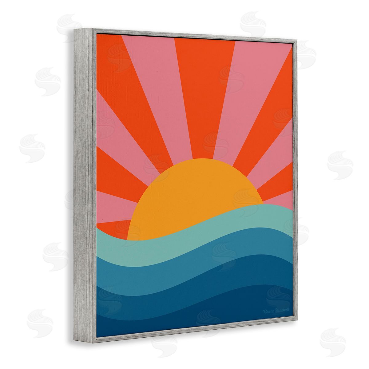 Carrie Cantwell Sun Rays on Sea Gray Framed Giclee Wall Art Print