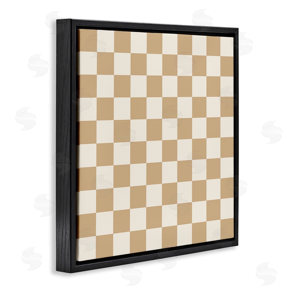 Carrie Cantwell Neutral Checkered Pattern Black Floating Frame Canvas Wall Art Print