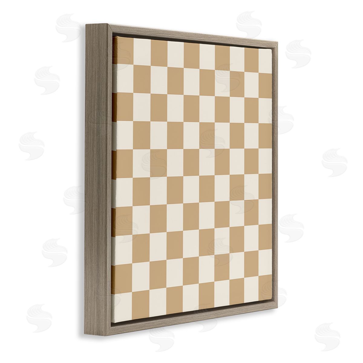 Carrie Cantwell Neutral Checkered Pattern Brown Floating Frame Canvas Wall Art Print
