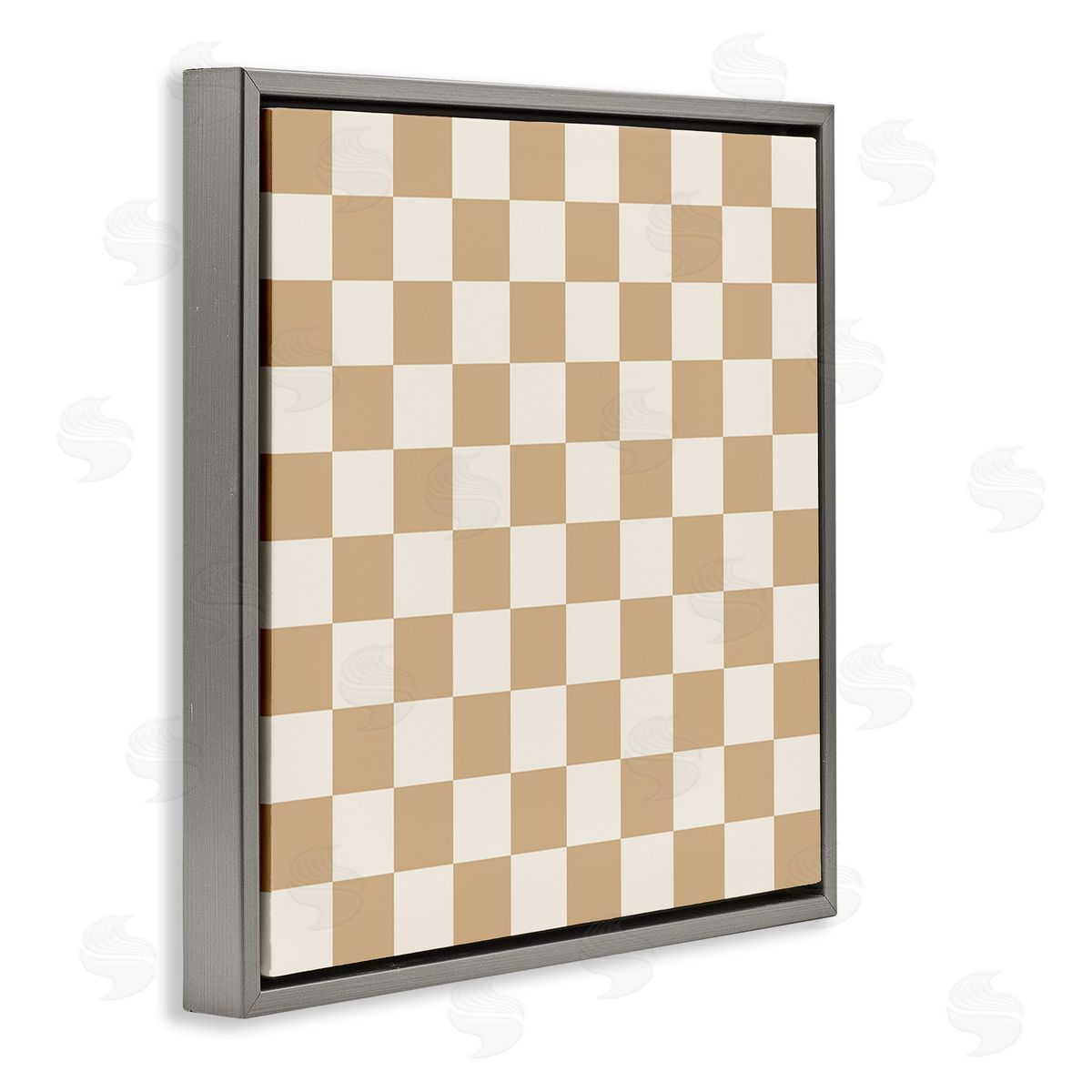 Carrie Cantwell Neutral Checkered Pattern Gray Floating Frame Canvas Wall Art Print