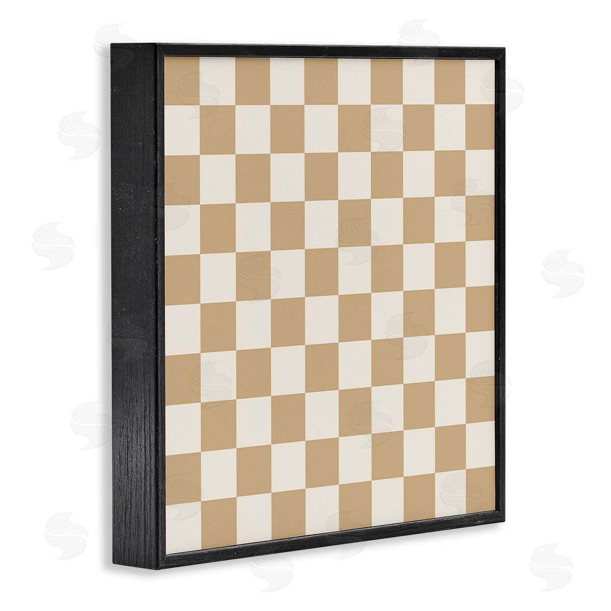 Carrie Cantwell Neutral Checkered Pattern Black Framed Giclee Wall Art Print
