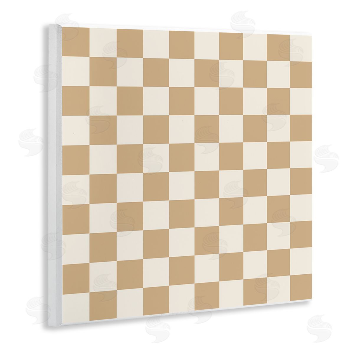 Carrie Cantwell Neutral Checkered Pattern Wooden Wall Plaque Art Print