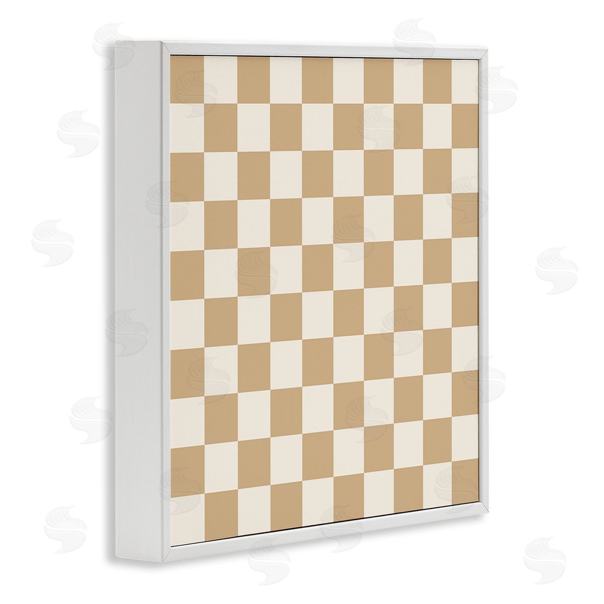 Carrie Cantwell Neutral Checkered Pattern White Framed Giclee Wall Art Print