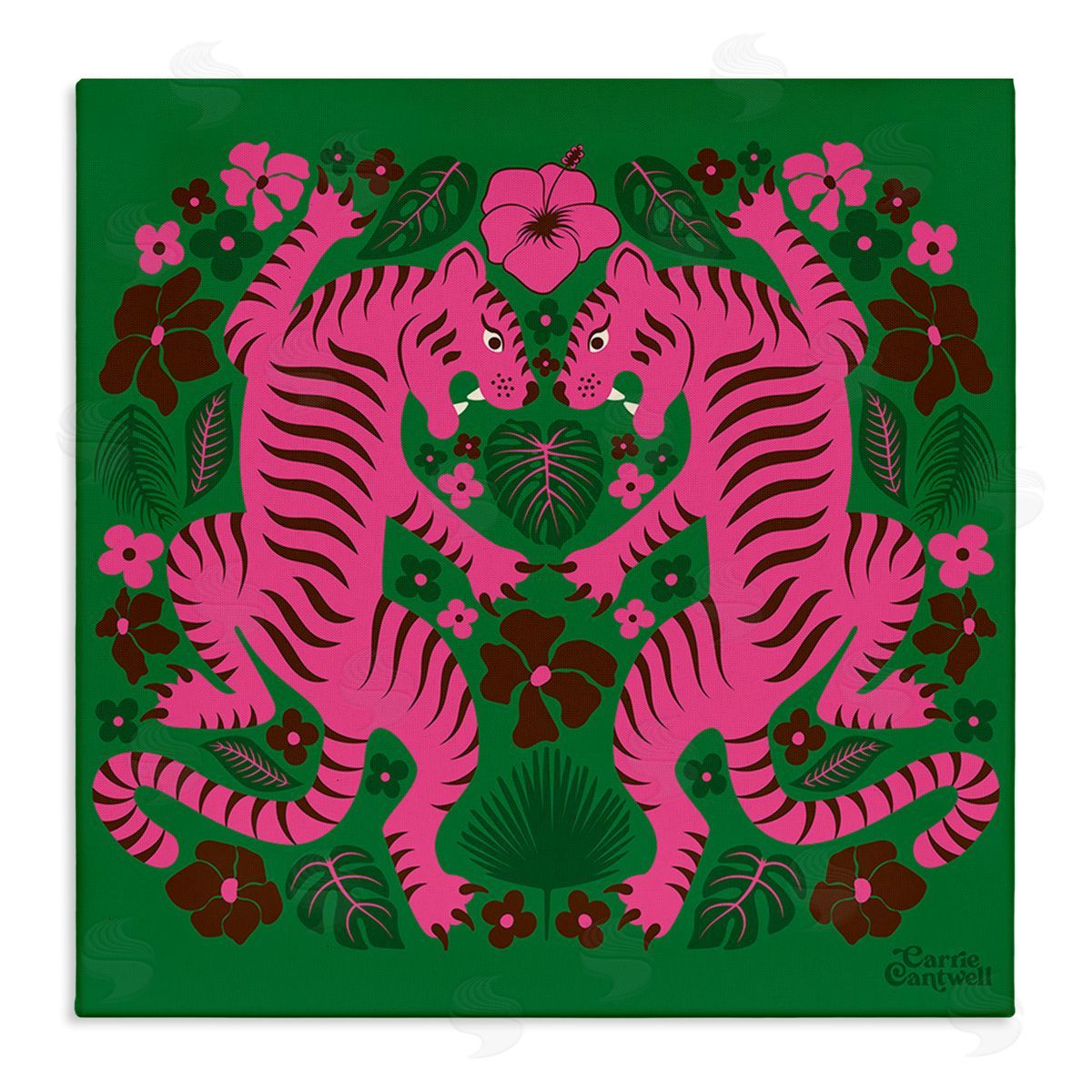 Carrie Cantwell Tropical Tigers Pattern Canvas Wall Art Print