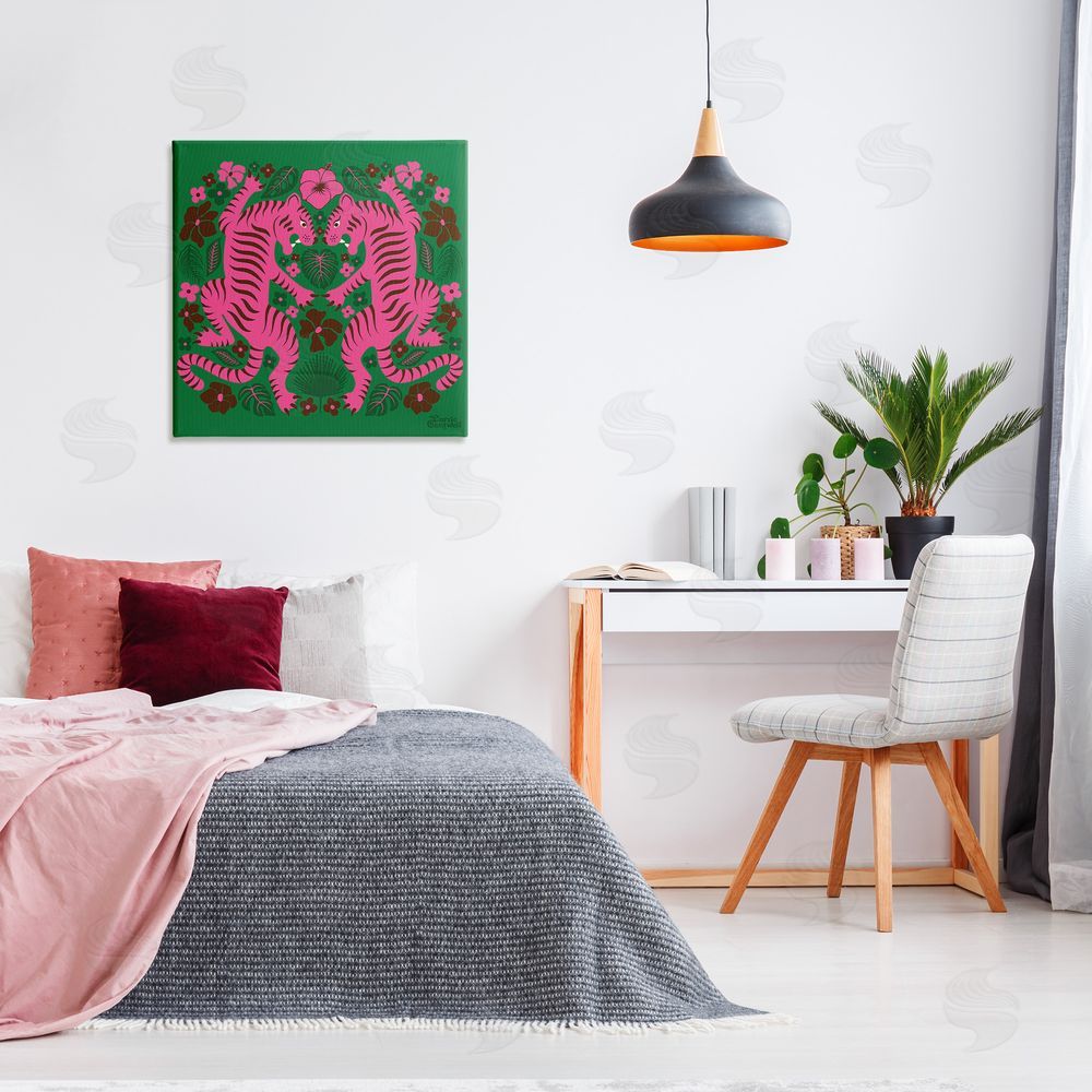 Carrie Cantwell Tropical Tigers Pattern Canvas Wall Art Print in Room