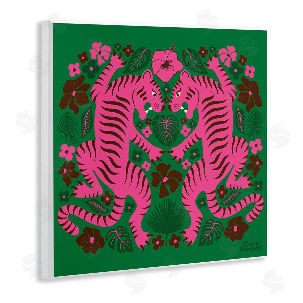 Carrie Cantwell Tropical Tigers Pattern Wooden Wall Plaque Art Print