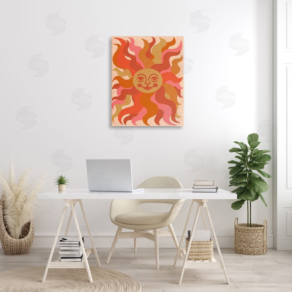 Carrie Cantwell Celestial Smiling Sun Canvas Wall Art Print in Room