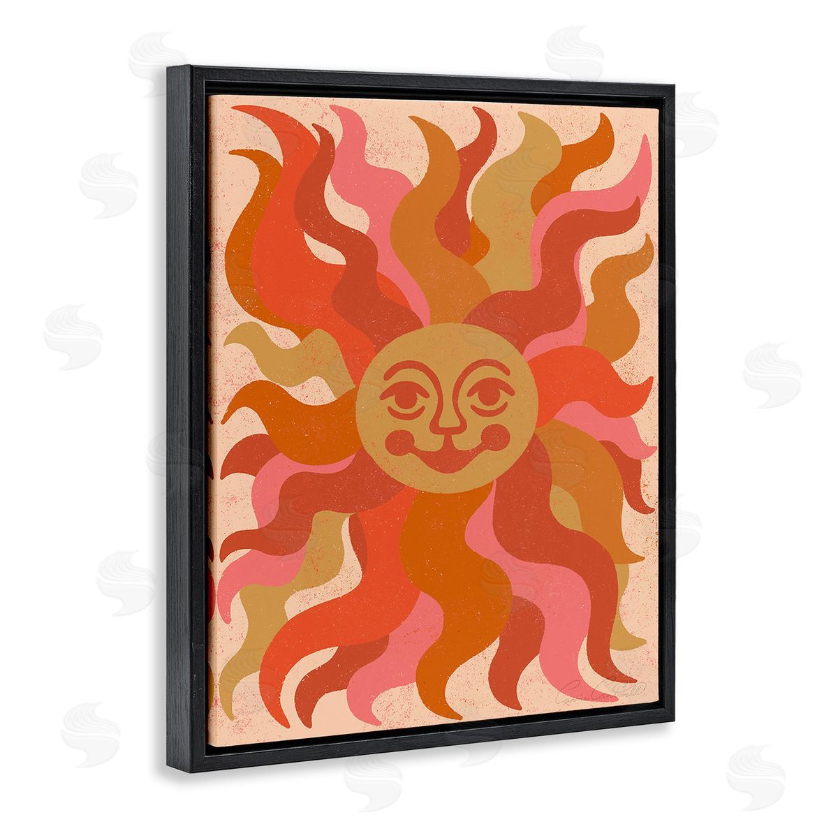 Carrie Cantwell Celestial Smiling Sun Black Floating Frame Canvas Wall Art Print