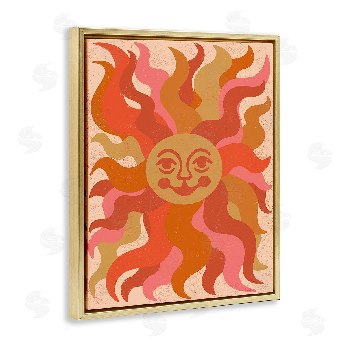 Carrie Cantwell Celestial Smiling Sun Gold Floating Frame Canvas Wall Art Print