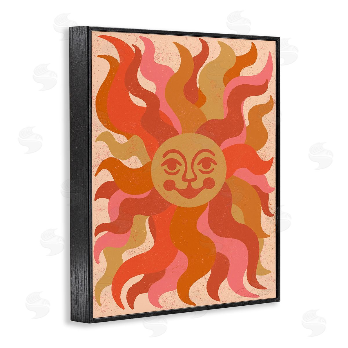 Carrie Cantwell Celestial Smiling Sun Black Framed Giclee Wall Art Print