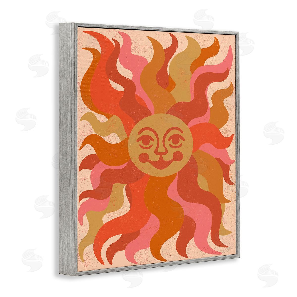 Carrie Cantwell Celestial Smiling Sun Gray Framed Giclee Wall Art Print