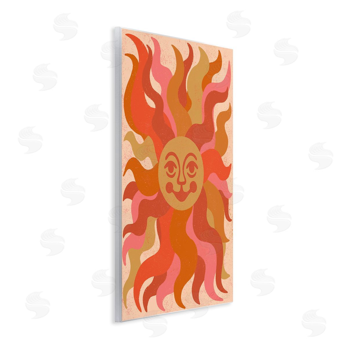 Carrie Cantwell Celestial Smiling Sun Wooden Wall Plaque Art Print