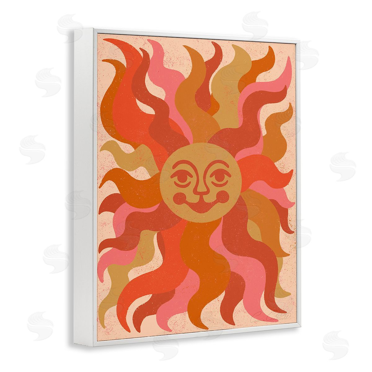 Carrie Cantwell Celestial Smiling Sun White Framed Giclee Wall Art Print