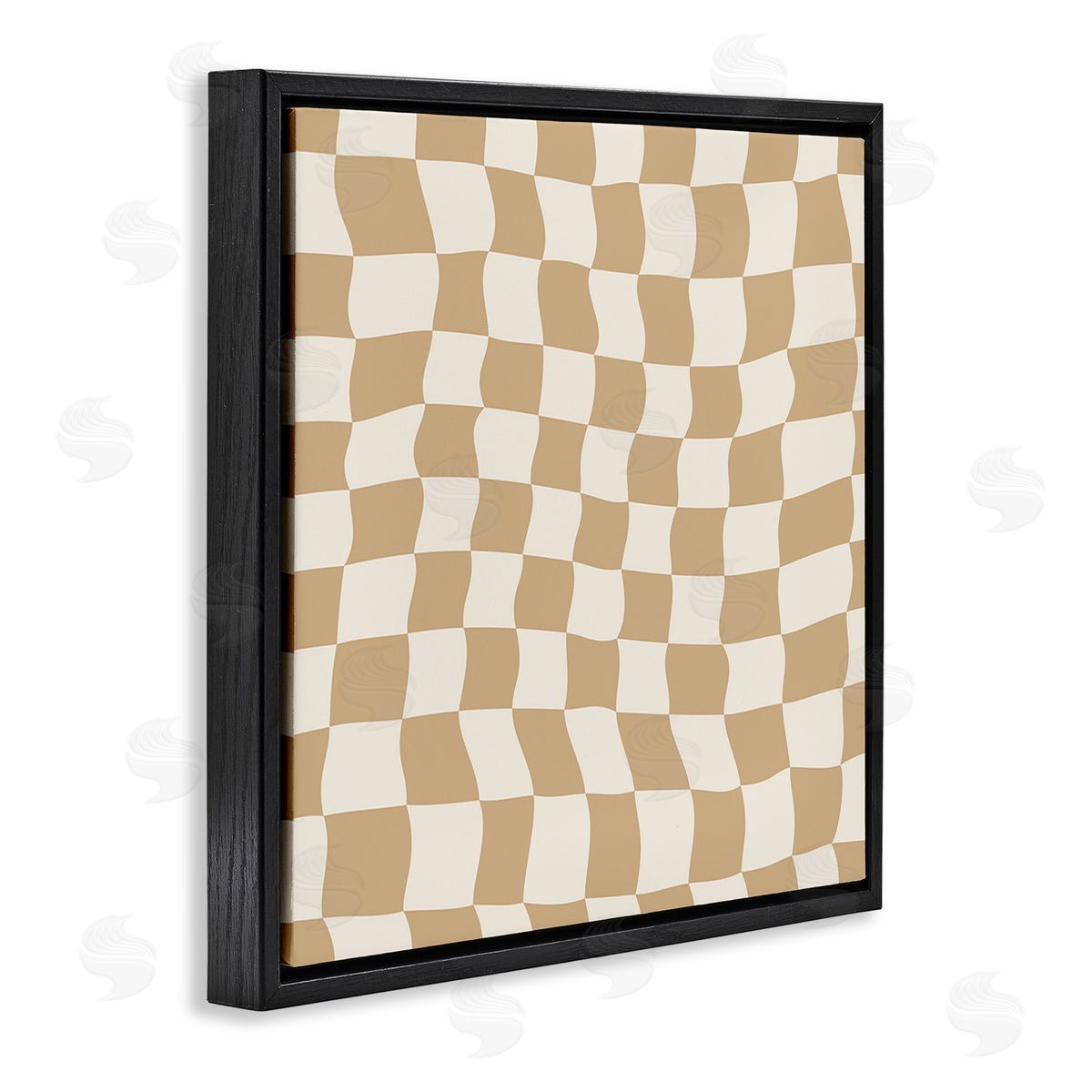 Carrie Cantwell Wavy Checkered Pattern Black Floating Frame Canvas Wall Art Print