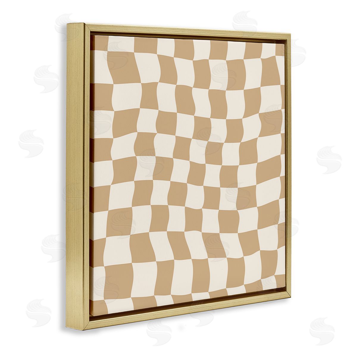 Carrie Cantwell Wavy Checkered Pattern Gold Floating Frame Canvas Wall Art Print