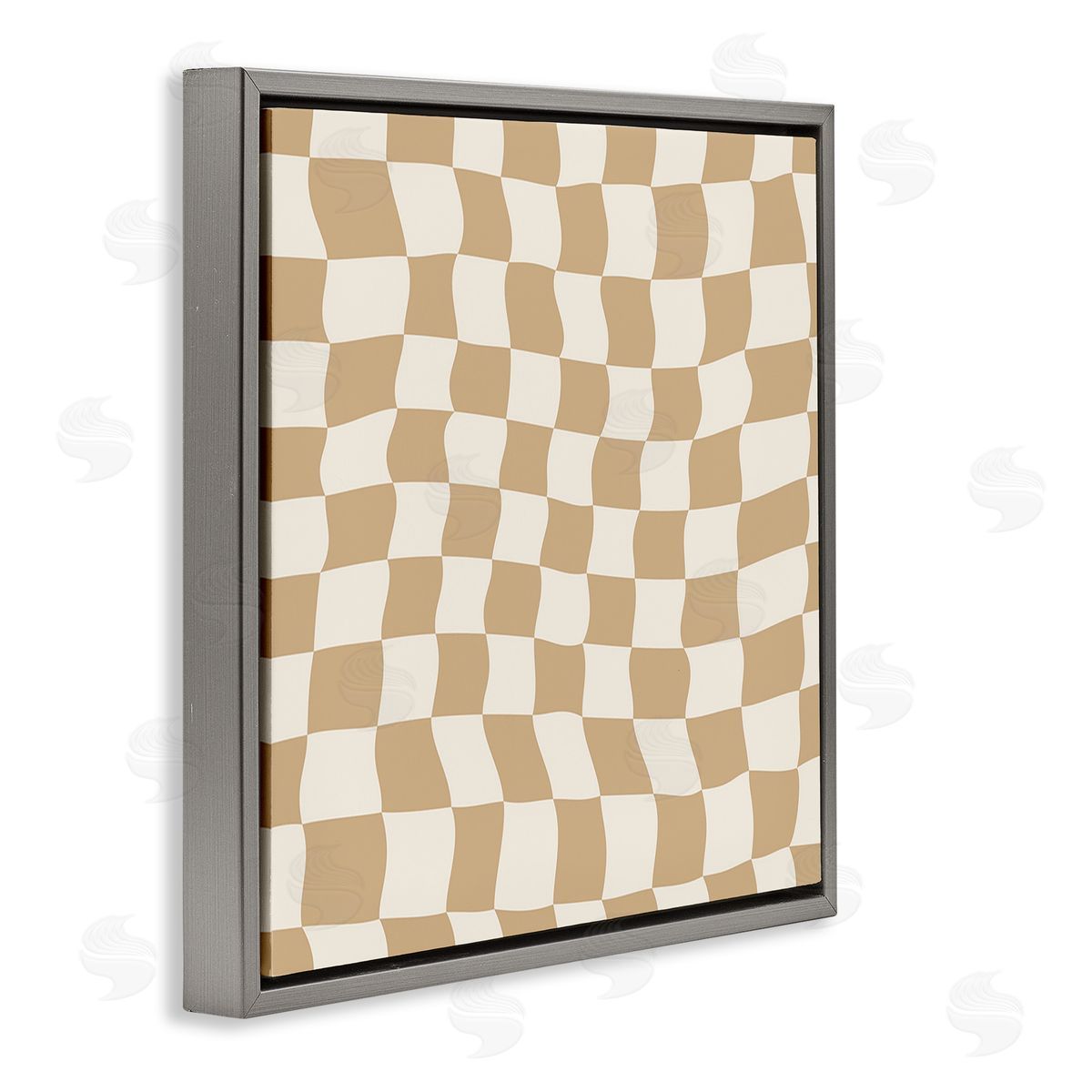 Carrie Cantwell Wavy Checkered Pattern Gray Floating Frame Canvas Wall Art Print