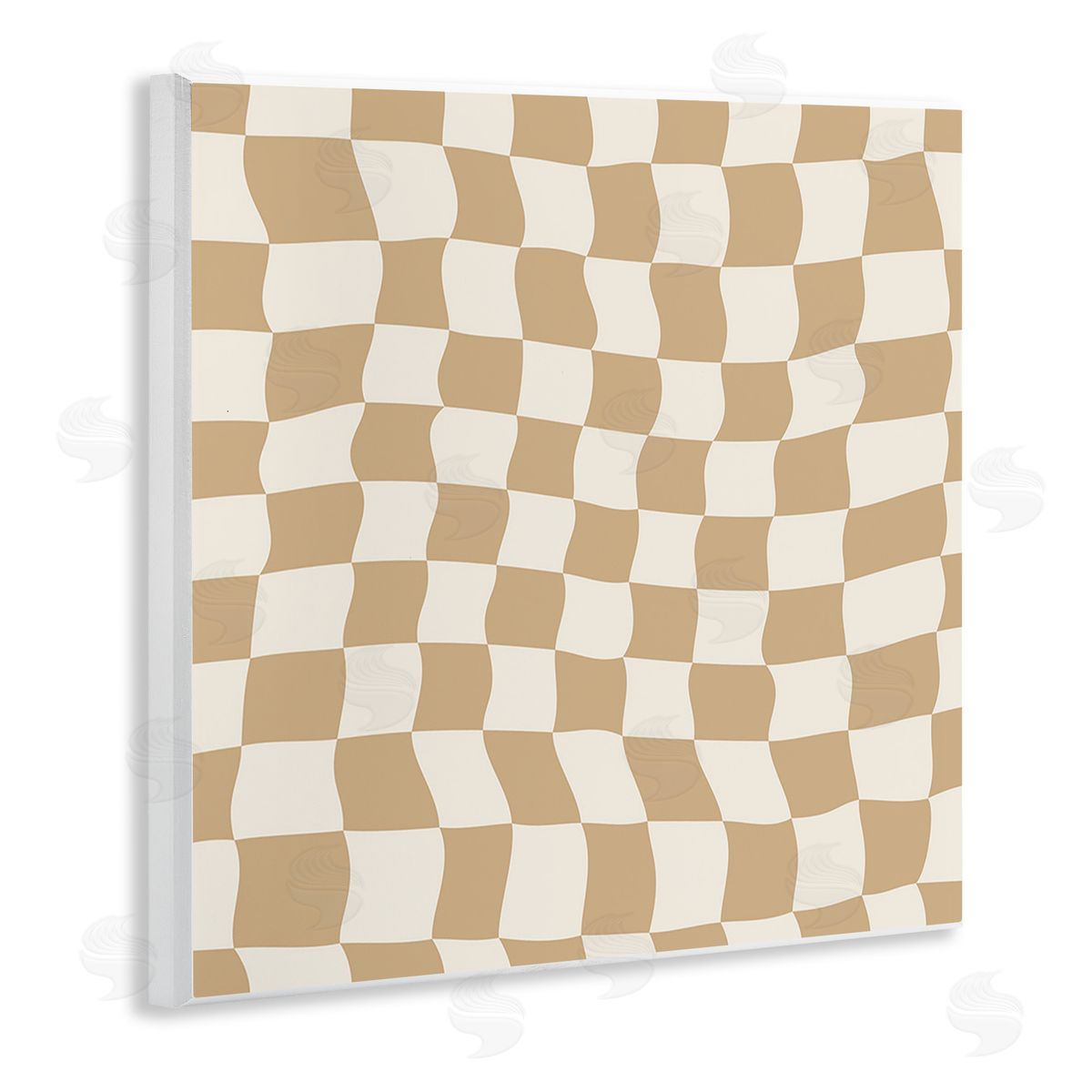 Carrie Cantwell Wavy Checkered Pattern Wooden Wall Plaque Art Print