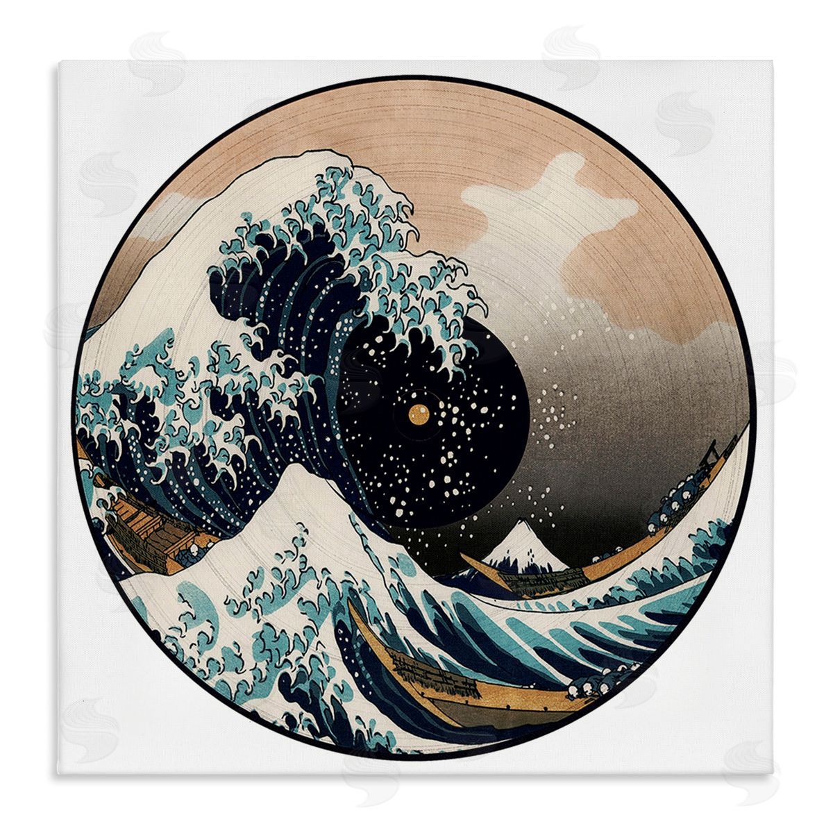 Carrie Cantwell Japanese Wave Music Record Canvas Wall Art Print