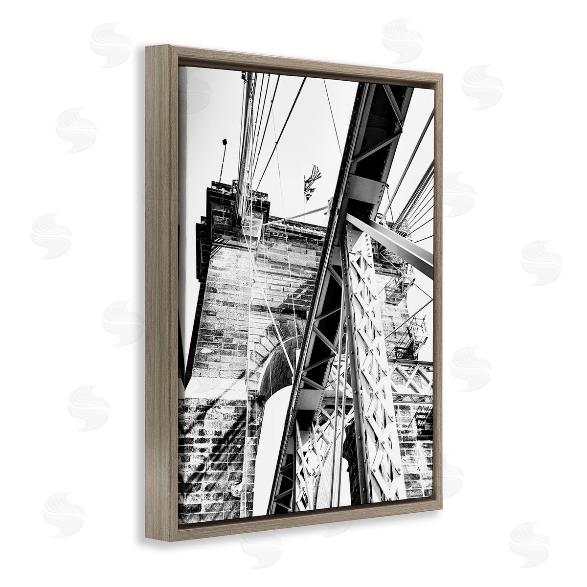 Donnie Quillen Grey Urban Bridge Brown Floating Frame Canvas Wall Art Print