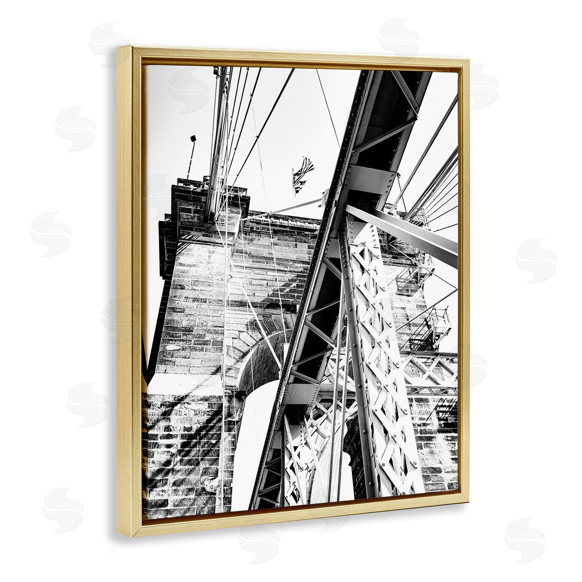 Donnie Quillen Grey Urban Bridge Gold Floating Frame Canvas Wall Art Print