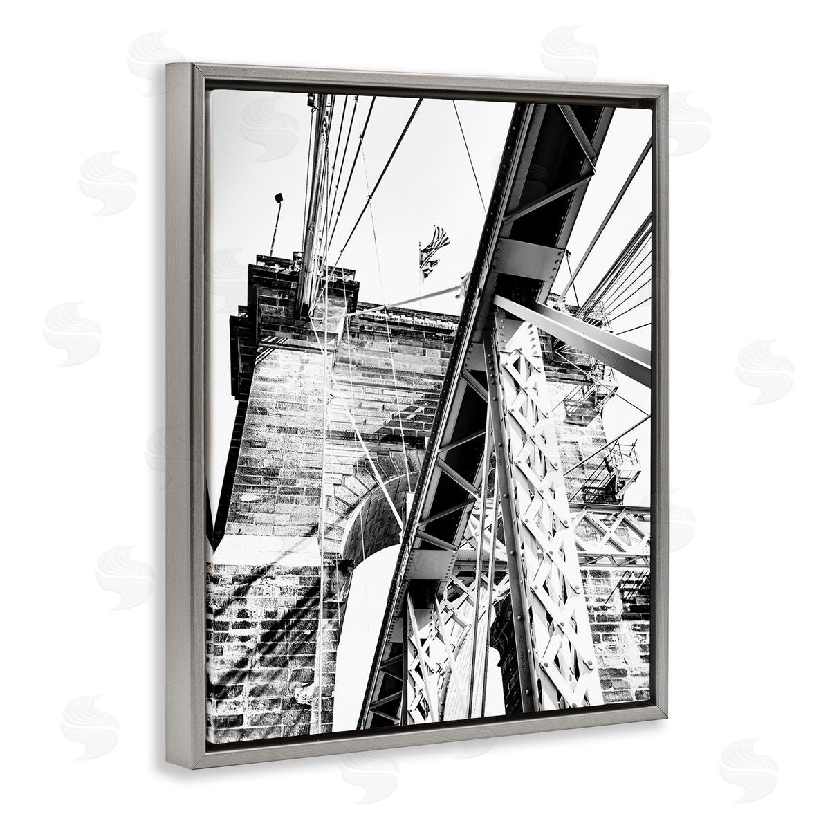 Donnie Quillen Grey Urban Bridge Gray Floating Frame Canvas Wall Art Print