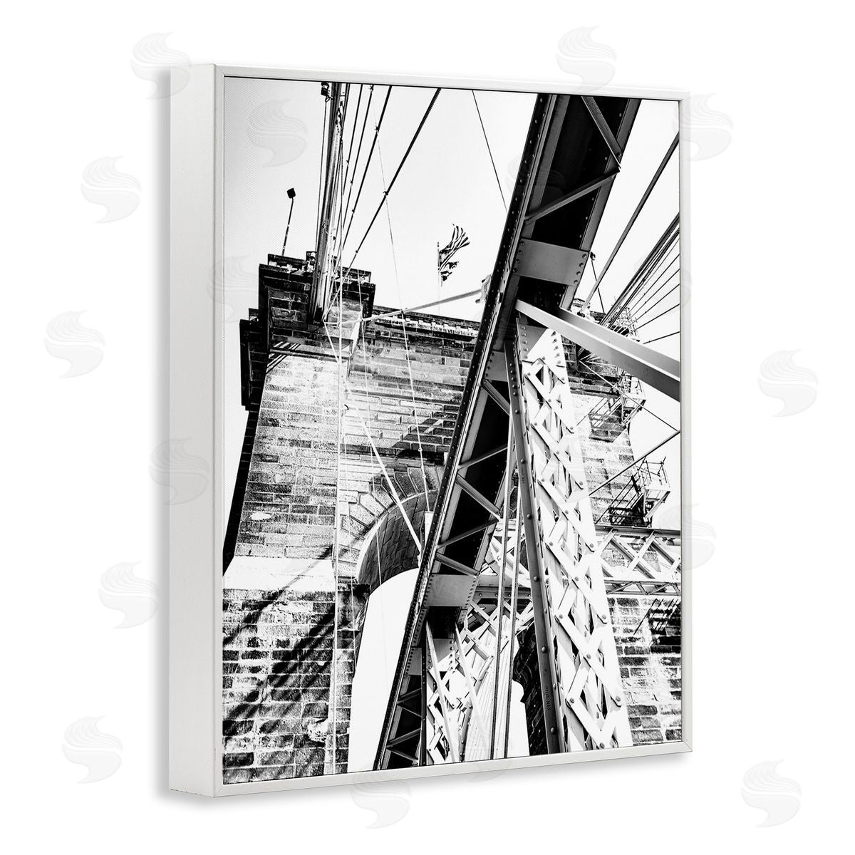 Donnie Quillen Grey Urban Bridge White Framed Giclee Wall Art Print