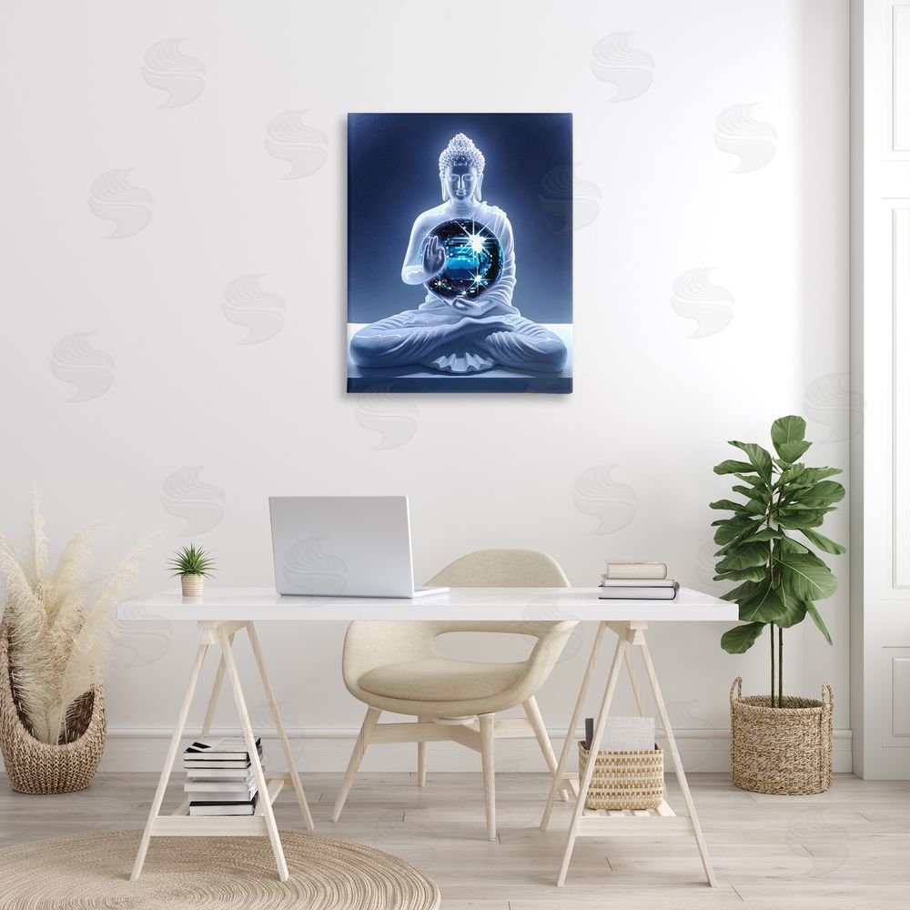 Ziwei Li Buddha with Disco Ball Canvas Wall Art Print in Room