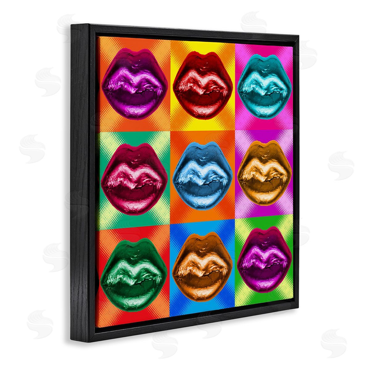 Ziwei Li Vivid Lips Abstraction Black Floating Frame Canvas Wall Art Print