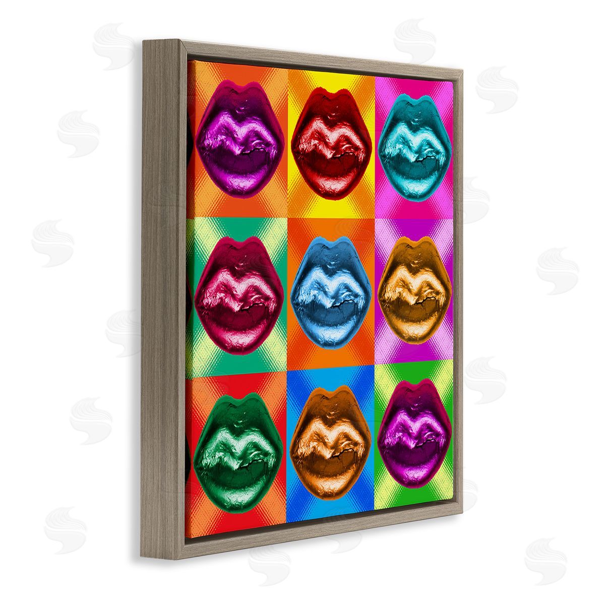 Ziwei Li Vivid Lips Abstraction Brown Floating Frame Canvas Wall Art Print
