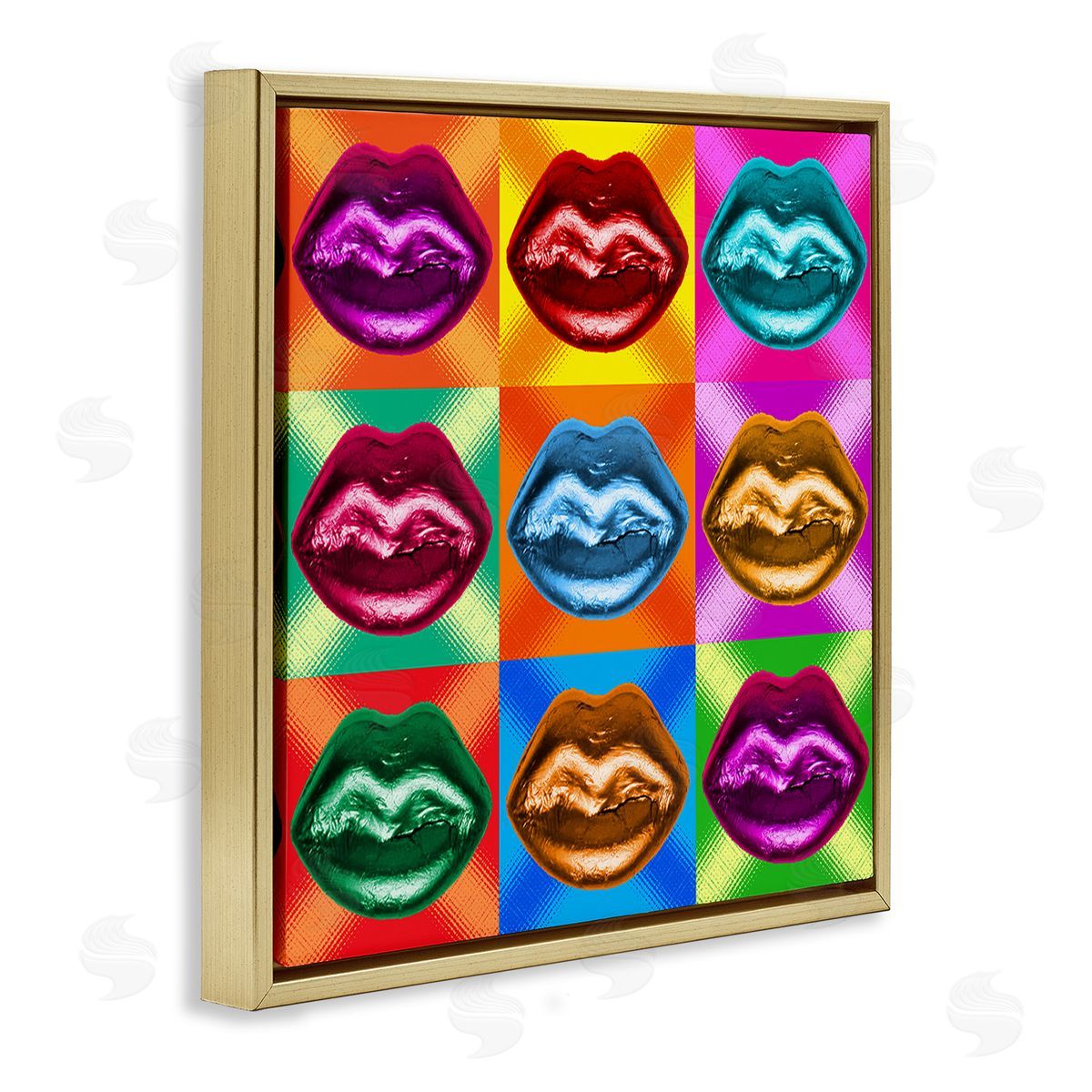 Ziwei Li Vivid Lips Abstraction Gold Floating Frame Canvas Wall Art Print