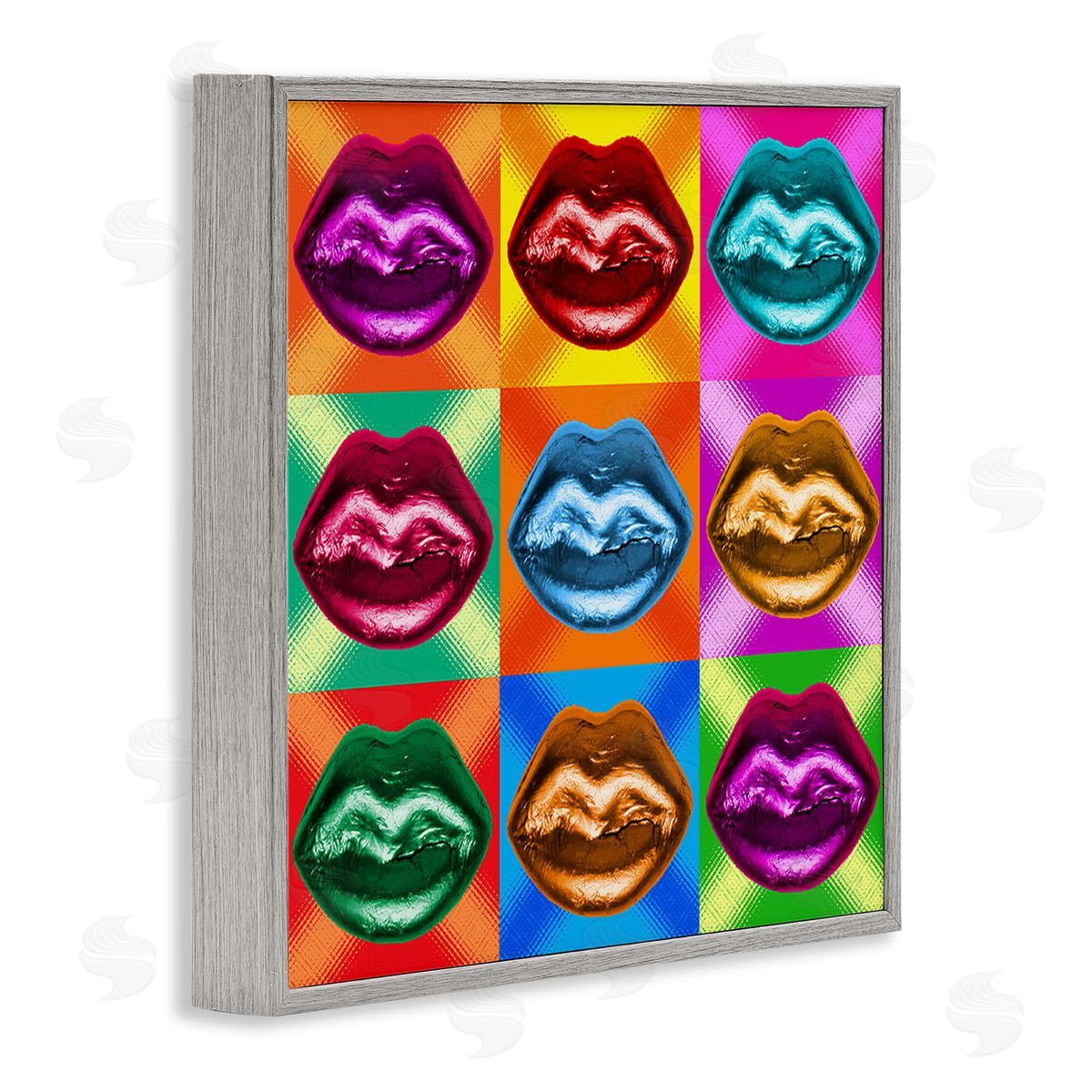 Ziwei Li Vivid Lips Abstraction Gray Framed Giclee Wall Art Print