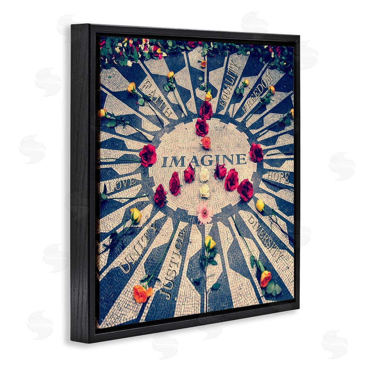 Graffitee Studios Inspirational Imagine Phrases Black Floating Frame Canvas Wall Art Print