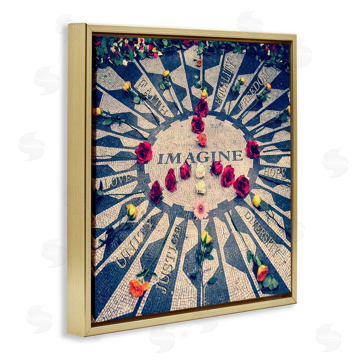 Graffitee Studios Inspirational Imagine Phrases Gold Floating Frame Canvas Wall Art Print