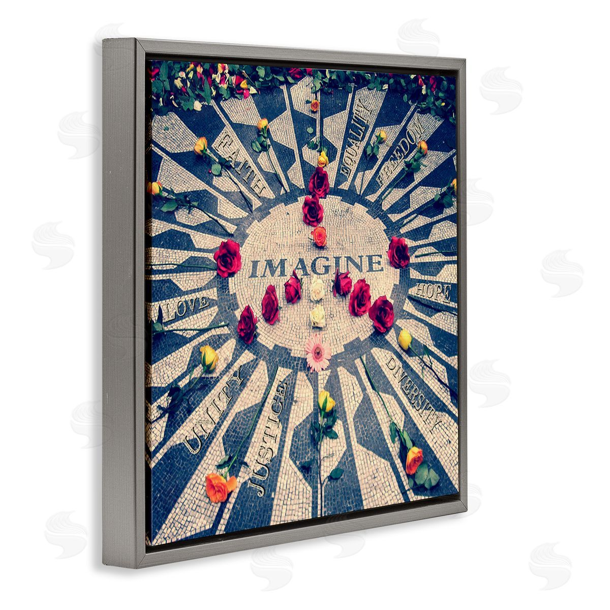 Graffitee Studios Inspirational Imagine Phrases Gray Floating Frame Canvas Wall Art Print