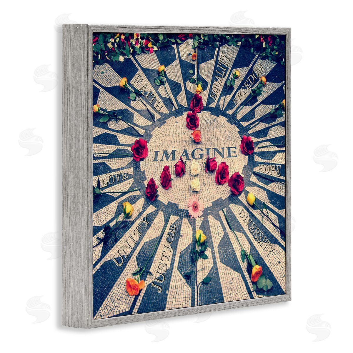 Graffitee Studios Inspirational Imagine Phrases Gray Framed Giclee Wall Art Print
