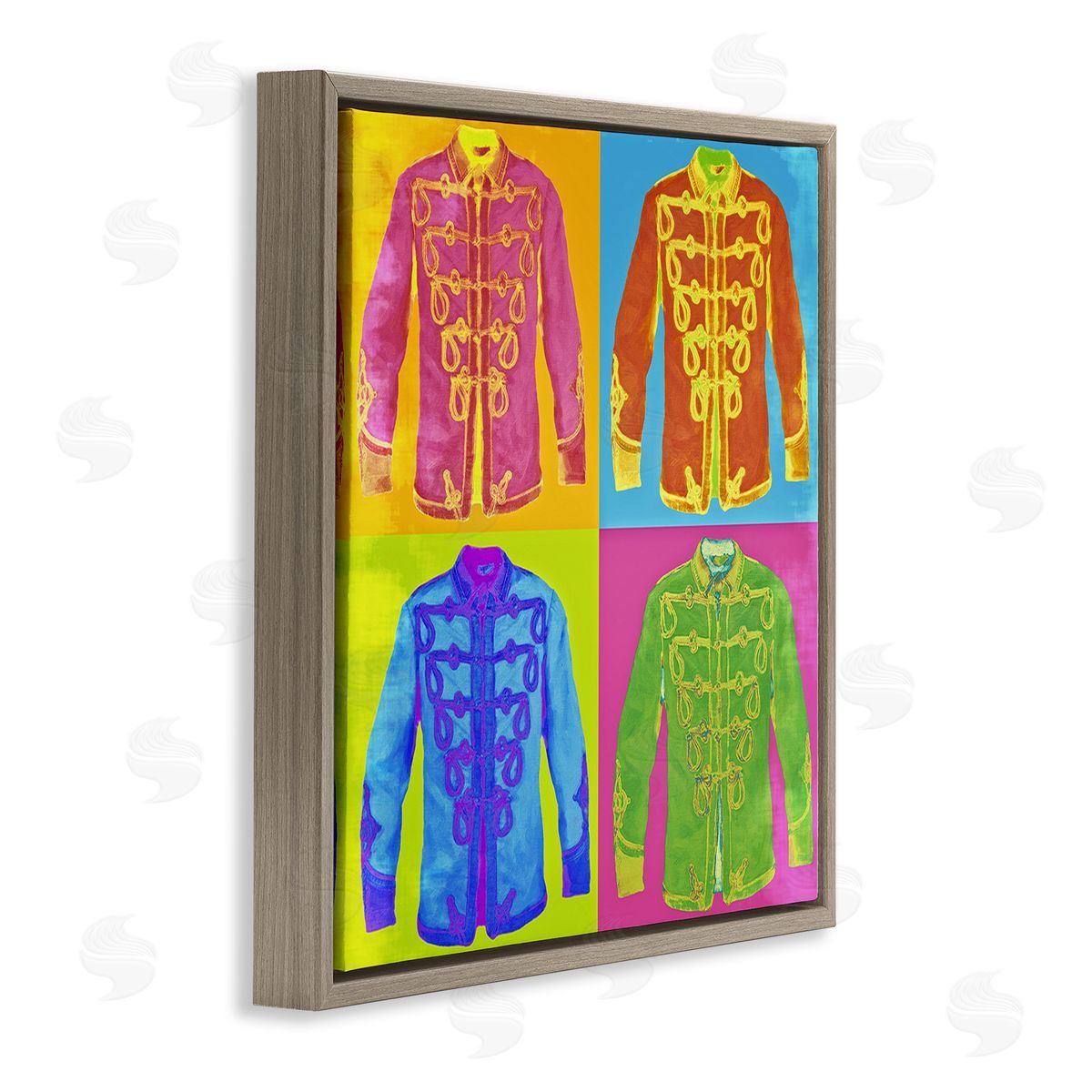 Graffitee Studios Modern Hue Jackets Brown Floating Frame Canvas Wall Art Print