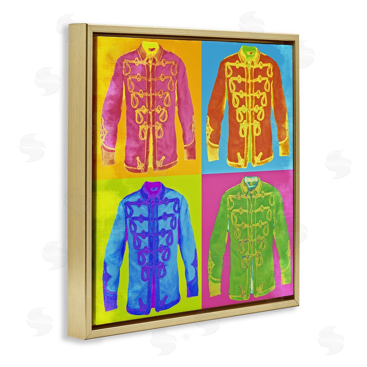 Graffitee Studios Modern Hue Jackets Gold Floating Frame Canvas Wall Art Print