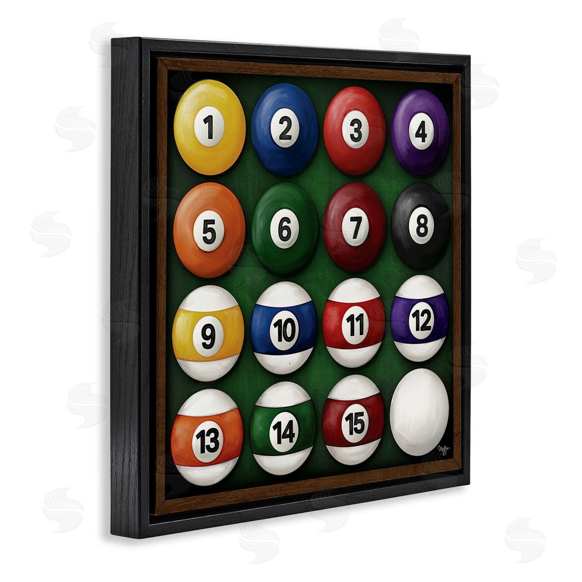 Mollie B. Traditional Billiards Balls Black Floating Frame Canvas Wall Art Print