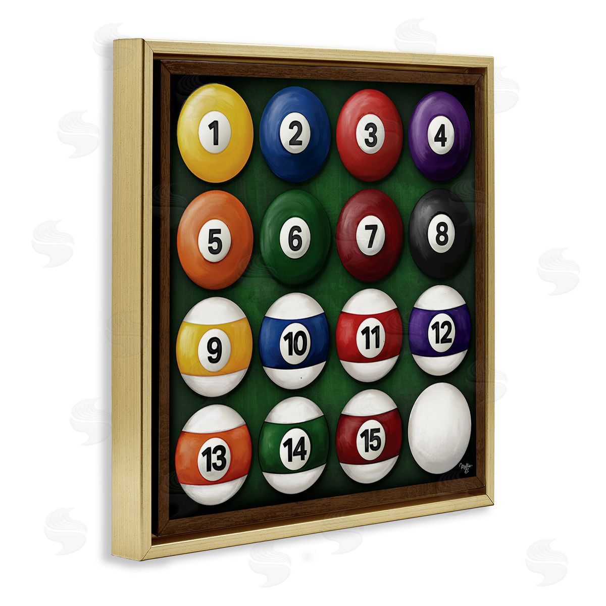 Mollie B. Traditional Billiards Balls Gold Floating Frame Canvas Wall Art Print