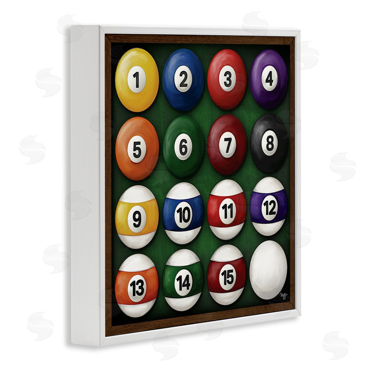 Mollie B. Traditional Billiards Balls White Framed Giclee Wall Art Print